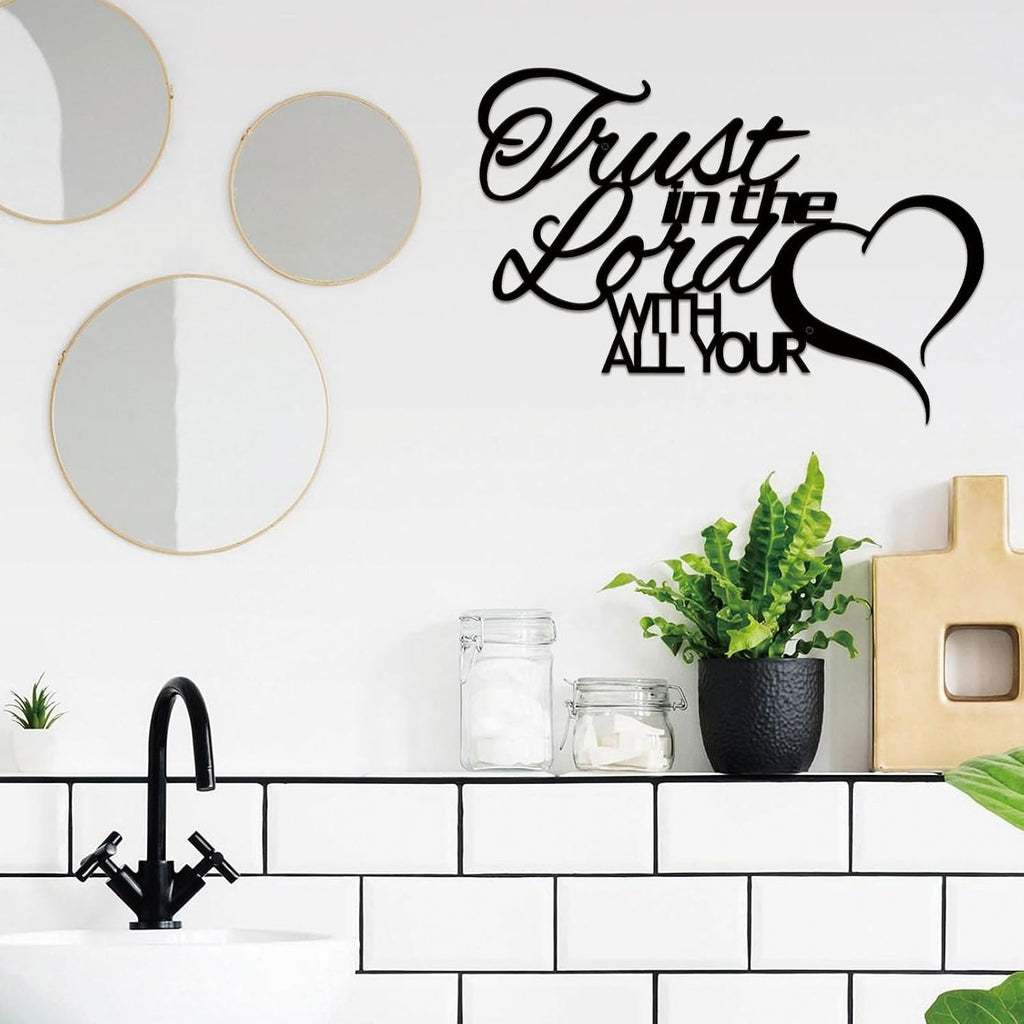 ESTART Trust in the Lord with all Your Heart Metal Wall Decor Sign