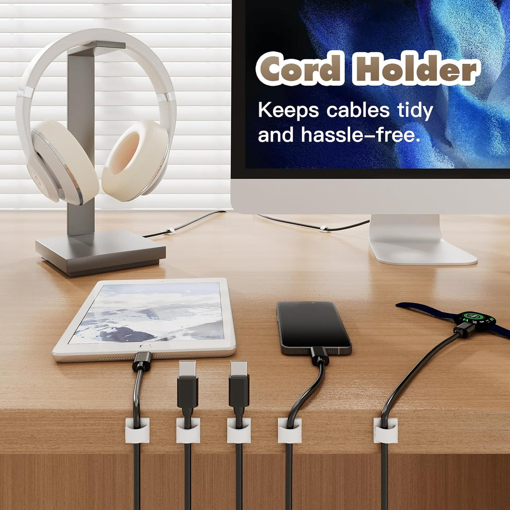 50Pcs Strong Adhesive Cable Clips, Dash cam Clips, car Wire Clips,Cord Organizer Cable Management,Cord Holder for Under Desk TV wall nightstand Office Home