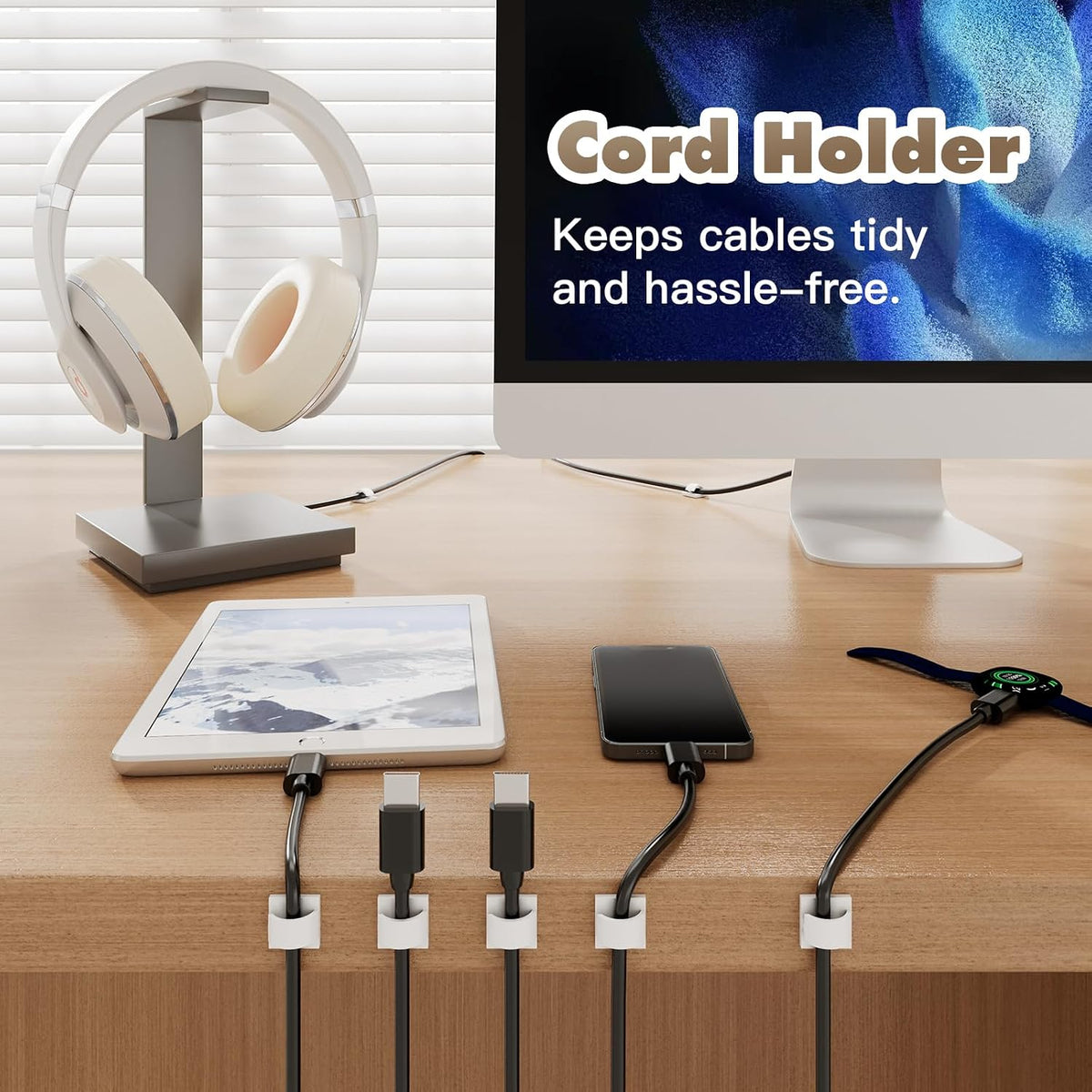 50Pcs Strong Adhesive Cable Clips, Dash cam Clips, car Wire Clips,Cord Organizer Cable Management,Cord Holder for Under Desk TV wall nightstand Office Home