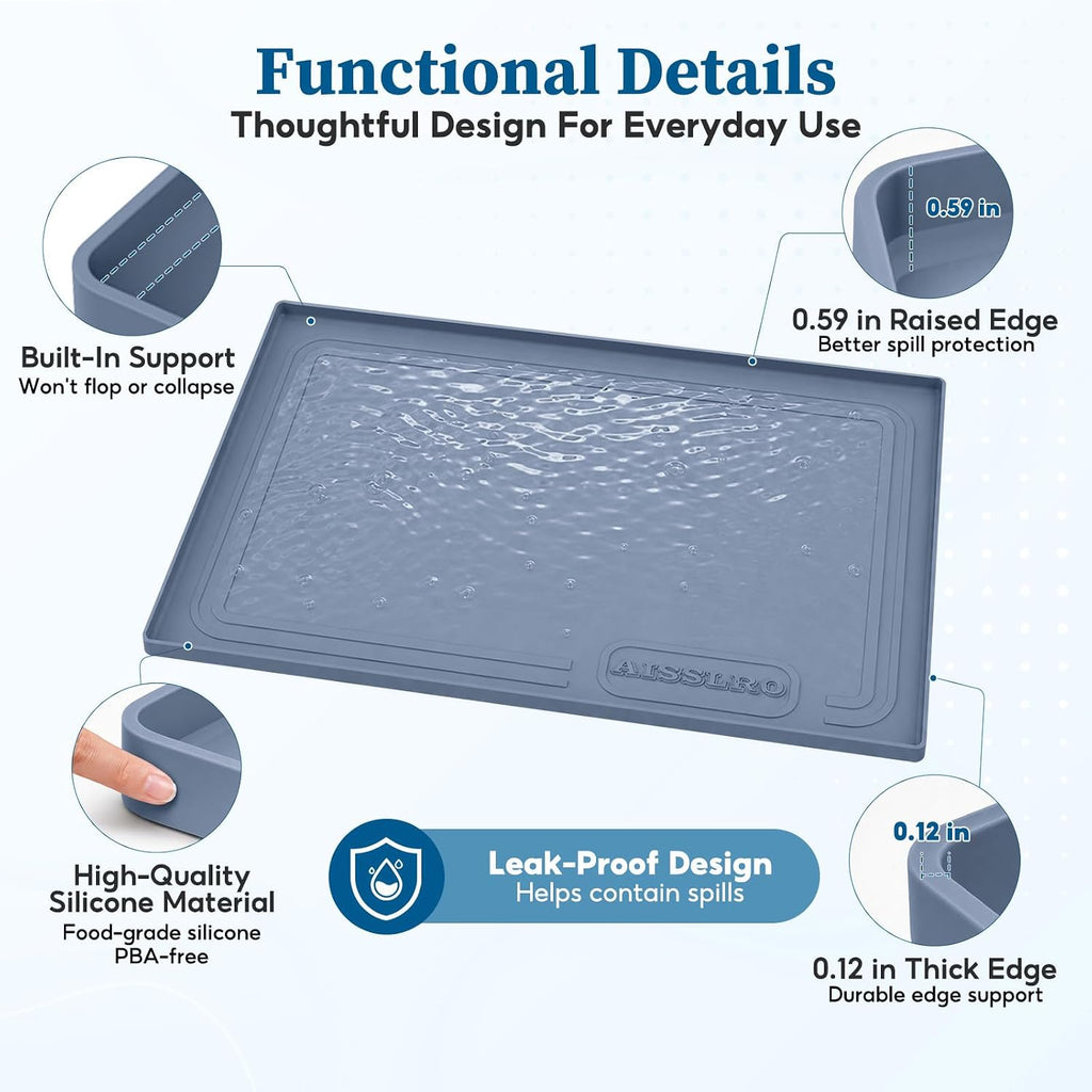 Waterproof Under Sink Mat 28"x19", Silicone Mat, Dark Blue