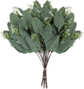 20 Pcs Eucalyptus Leaves Stems Bulk Artificial Greenery Stems Faux Seeded Eucalyptus Leaves Branches for Vase Bouquets Floral Arrangement Wreath Wedding Greenery Decoration