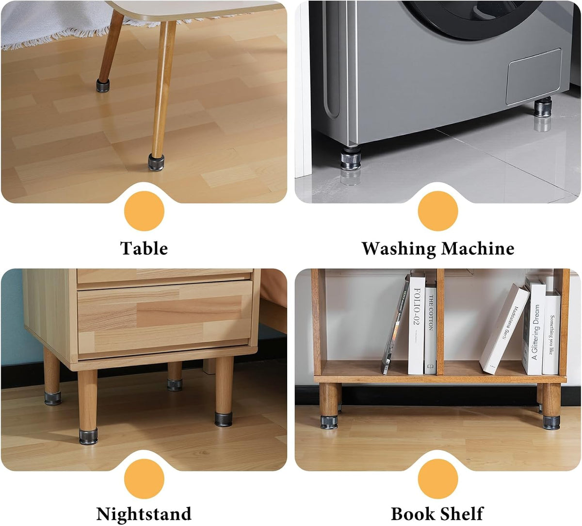 Adjustable Bed Risers 0.9-1.7in, Metal Furniture Riser for Table-Gray 4 Pcs