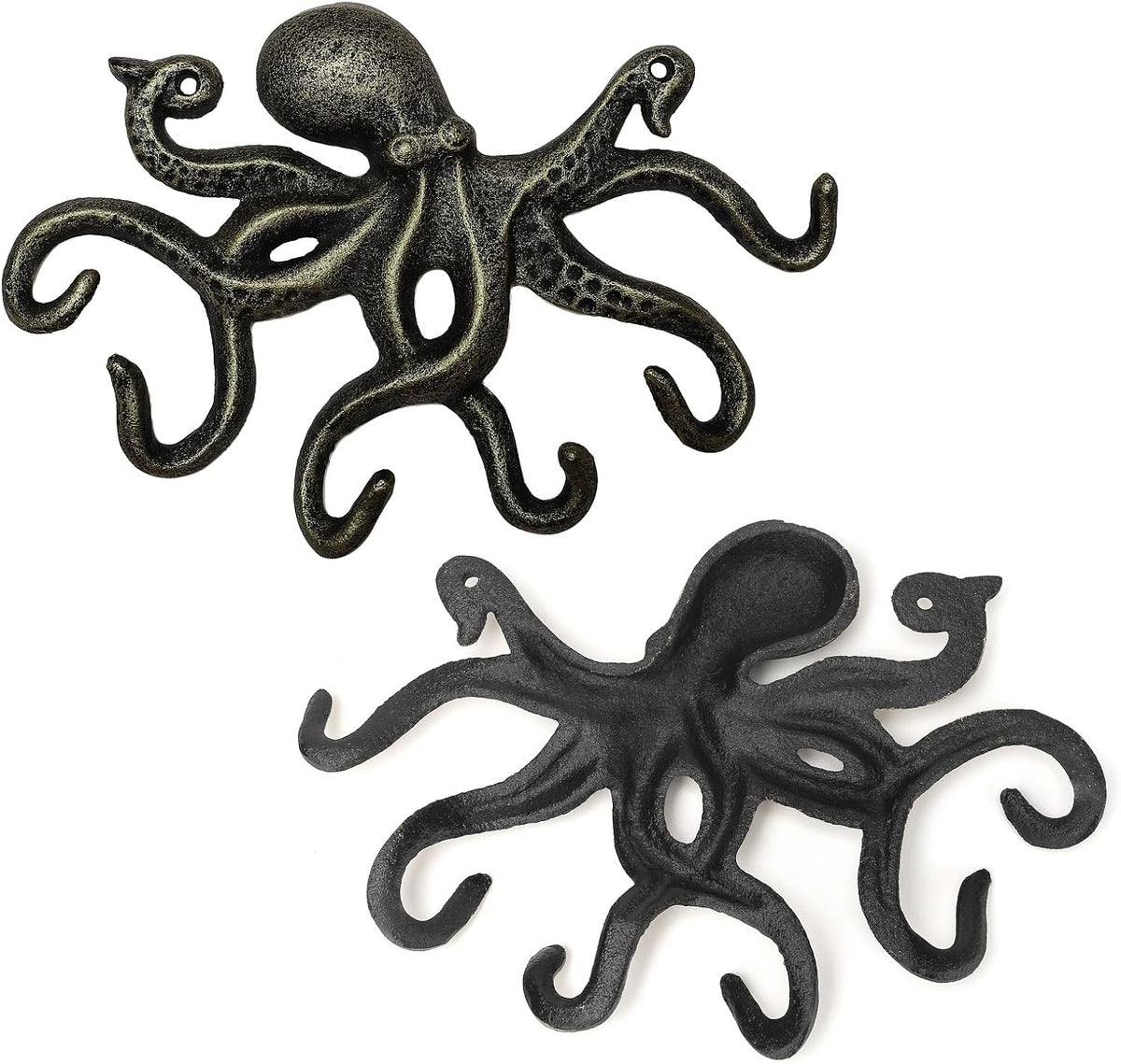 Cast Iron Octopus Wall Hook, Decorative Hooks, 2Pcs, Bronze