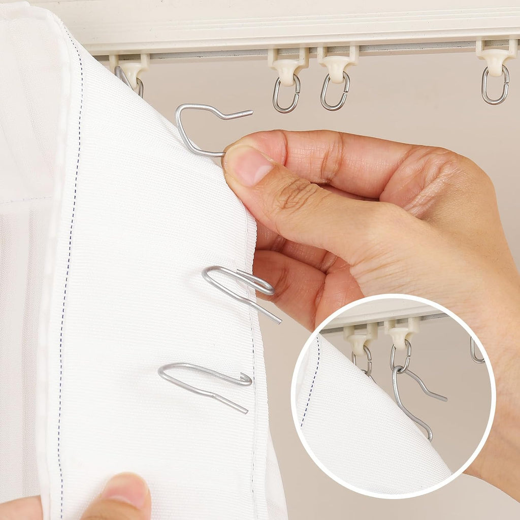 Outus 58 Pack Metal Curtain Hooks Pin-On Drapery 1.2x1,Matt Silver