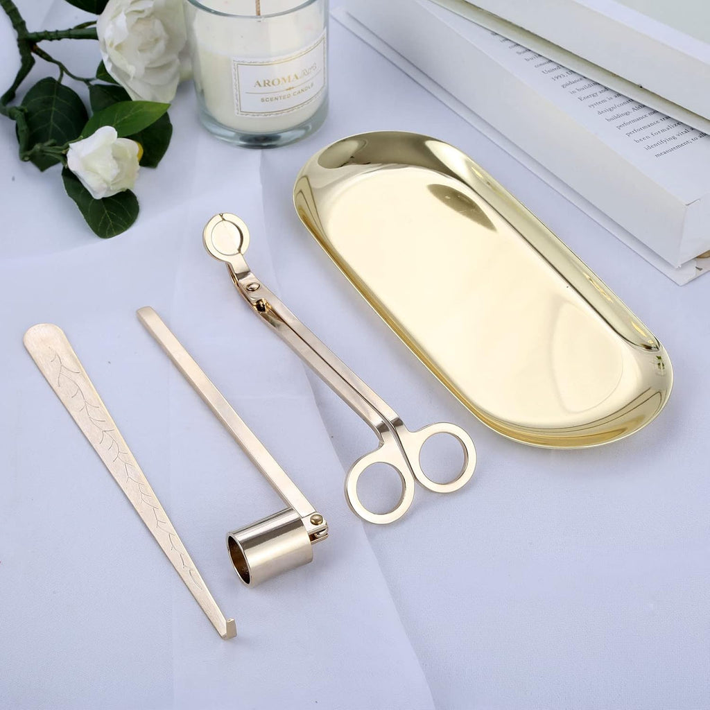 4-in-1 Stainless Steel Candle Care Kit for Candle Lovers, Gold