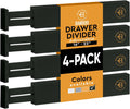 4-Pack Drawer Dividers 2.6-Inch High Dresser Organizer 16 to 22 Inch, Black