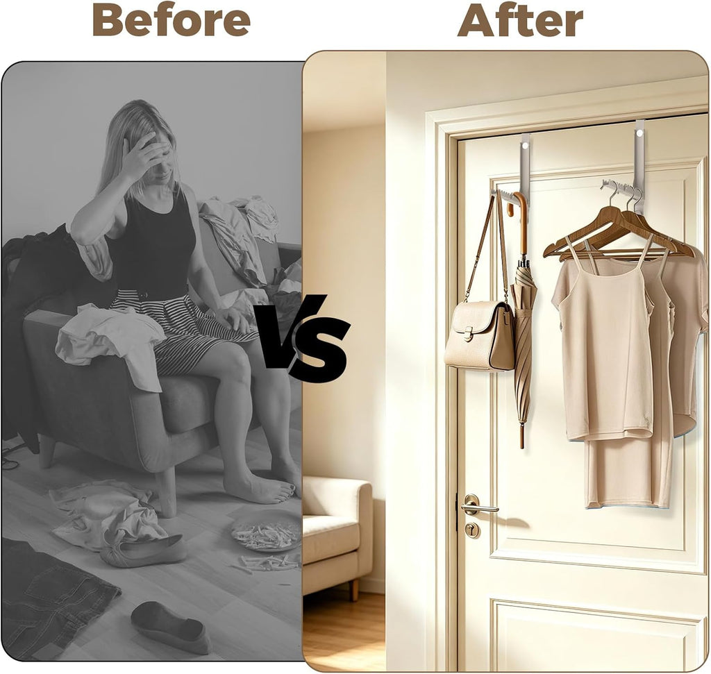 Over The Door Hooks for Clothes Hanger,Foldable Over The Door Clothes Drying Rack Collapsible,Space Saving Drying Rack Clothes for Dorm Laundry Room Bathroom Closets