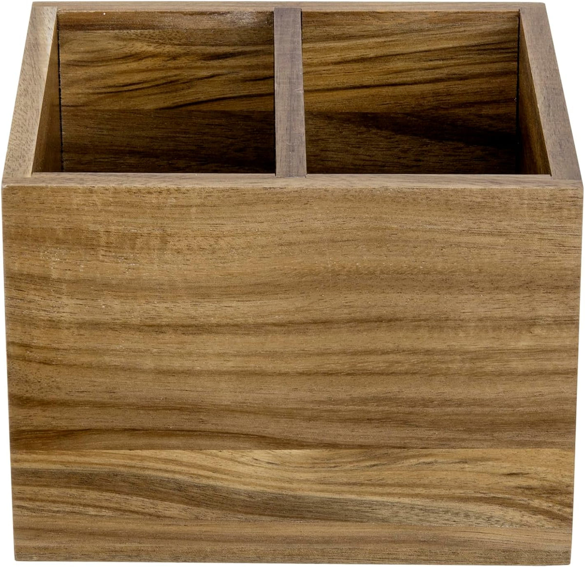 MyGift Premium Acacia Wood Remote Holder, 2 Slot TV Control Caddy