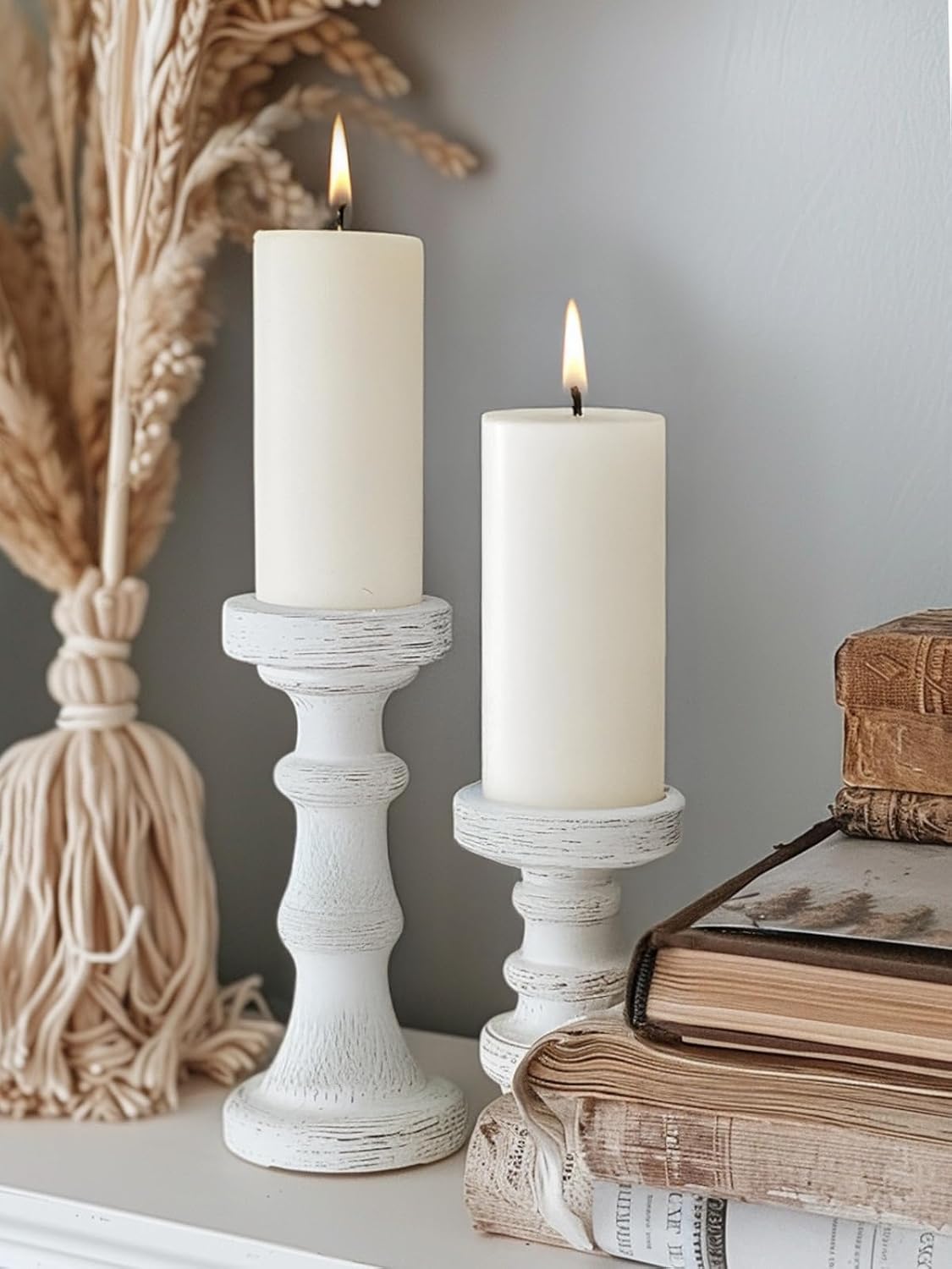 Ashlux 3x6 Inch White Pillar Candles, Set of 3 Wax, 70 Hours Long Burning, Unscented and Dripless Pillar Candles Bulk for Christmas Lights, Wedding, Parties, Spas, Home Decorative