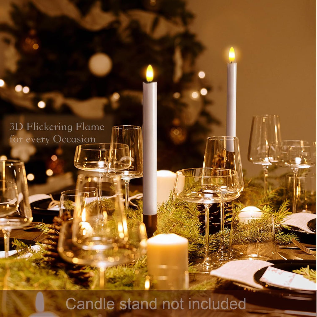 Arora Remote Control Flameless Taper Candles, S/2 3D Flickering Battery Operated LED Window Candles Encased with Real Wax to Light Up Your Home