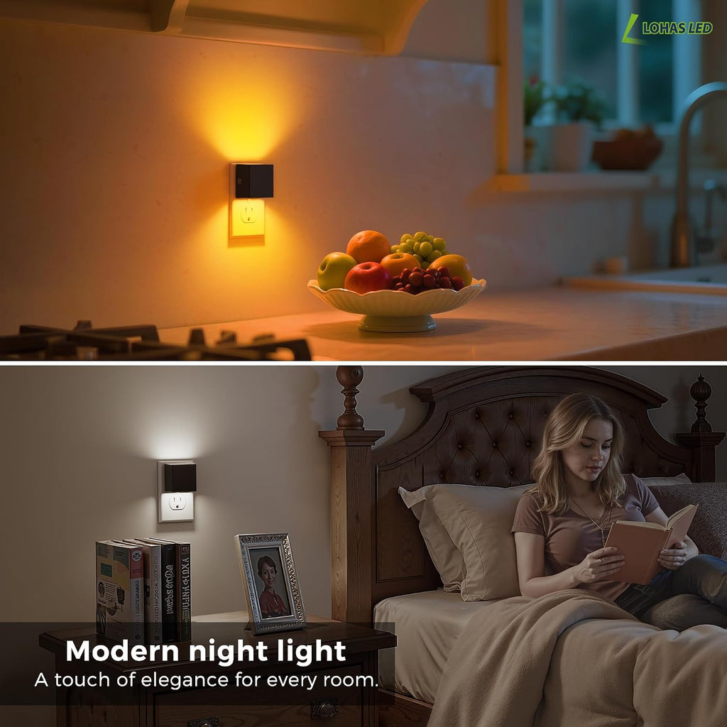 L LOHAS LED Night Light Plug into Wall, Dusk to Dawn Sensor, Dimmable