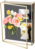 ELLDOO Shadow Box Frame 8x10inch - Glass Display Case with Black Foam Backplane and Pins for Tabletop and Wall Display, Gold Metal Keepsakes Memory Box for Wedding Bouquet Memorabilia Medals Photos