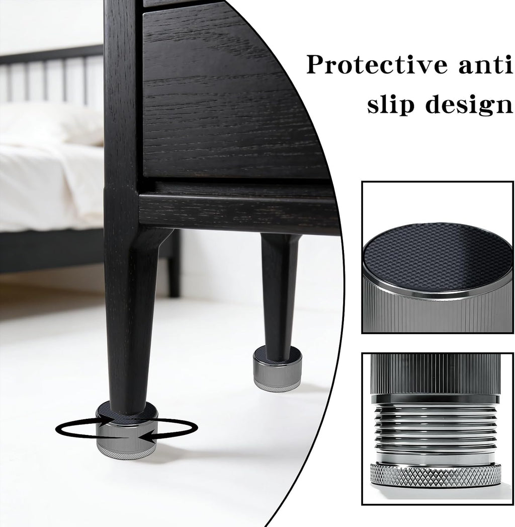 Adjustable Furniture Risers Metal,1.57 Inch Diameter Heavy Duty Table Leg Risers Adjustable from 0.9 to 1.54 Inches for Sofas, Beds,Microwave,Oven,Tables