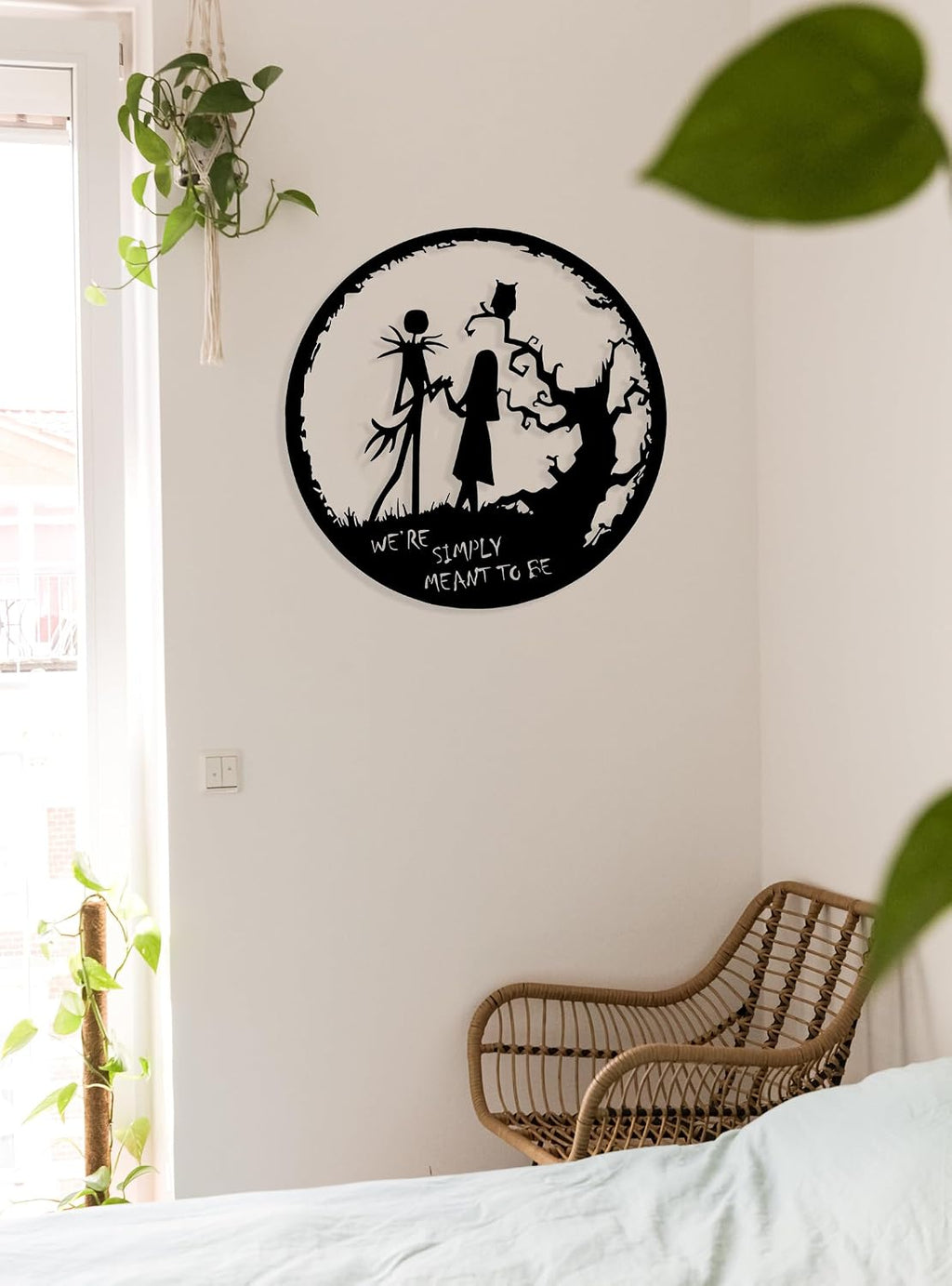 Benziso Nightmare Before Christmas Decor Halloween Decorations Christmas Metal Wall Art Valentine's Day Decorations Jack Wall Hanging Sign for Indoor Outdoor (Black 13in x13in)