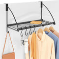 Tajsoon Over the Door Hanger with Storage Rack and 6 Hooks, 16.54" Black