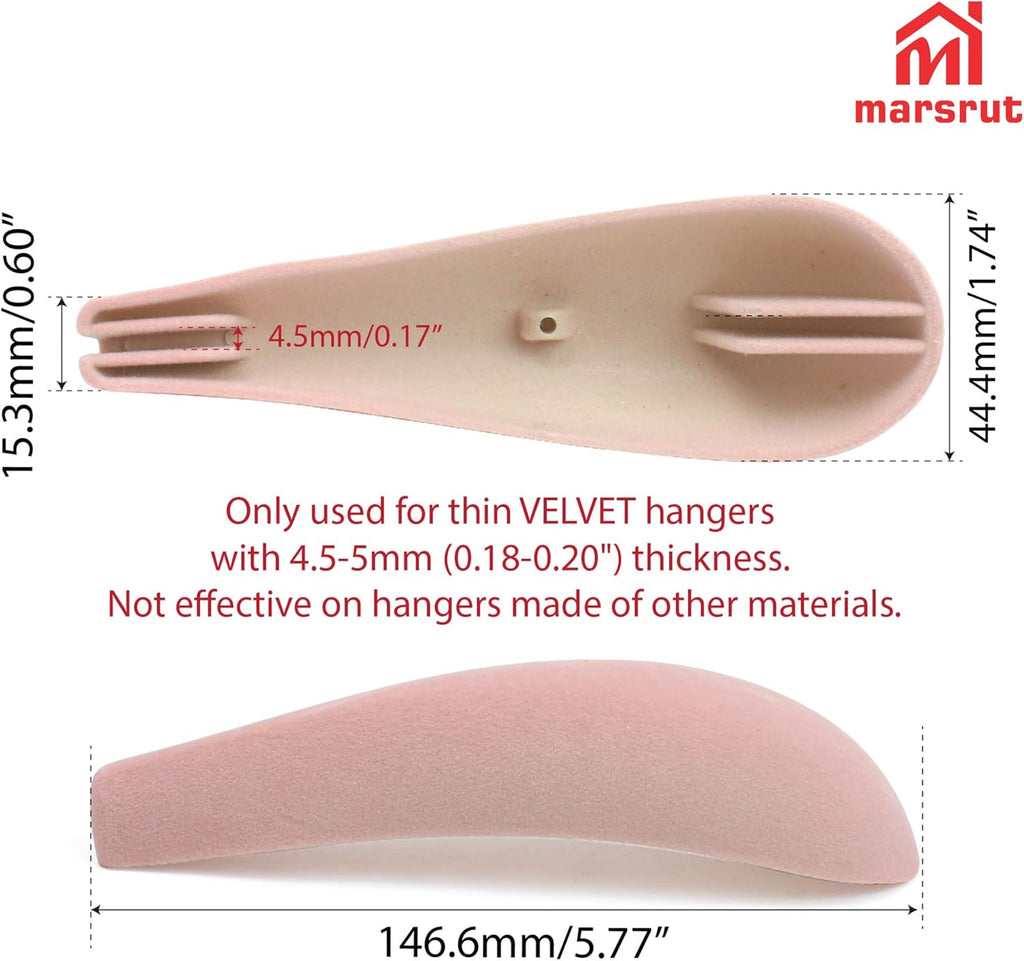 10pcs Velvet Hanger Shoulder Pads Forms Shapers, Non-Slip Cute Flocking Protectors Cushion, ONLY for Velvet Hangers with 0.18-0.2" Thickness, for Home Hotel Dorm Closet Wardrobe Accessories