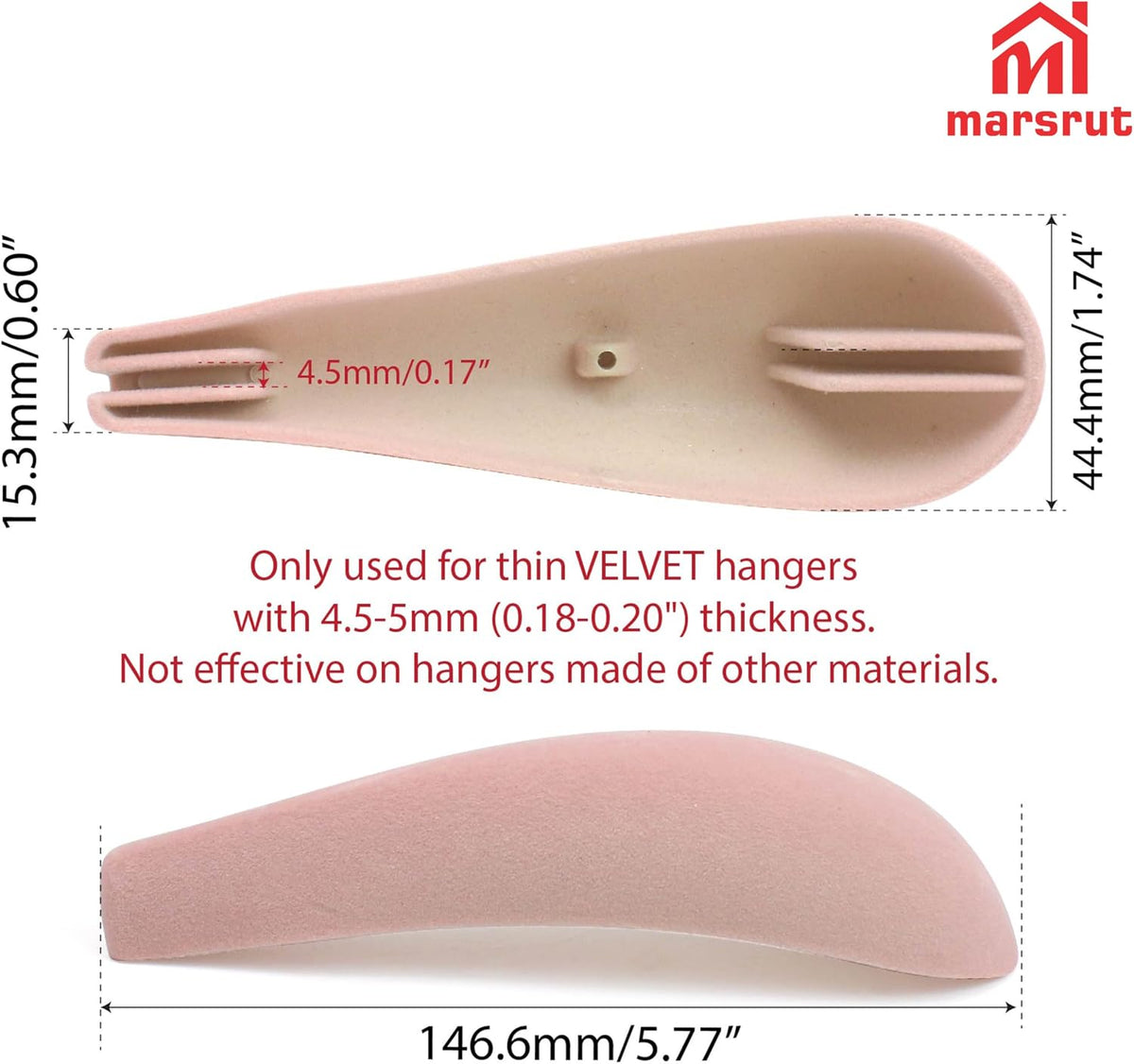 10pcs Velvet Hanger Shoulder Pads Forms Shapers, Non-Slip Cute Flocking Protectors Cushion, ONLY for Velvet Hangers with 0.18-0.2" Thickness, for Home Hotel Dorm Closet Wardrobe Accessories