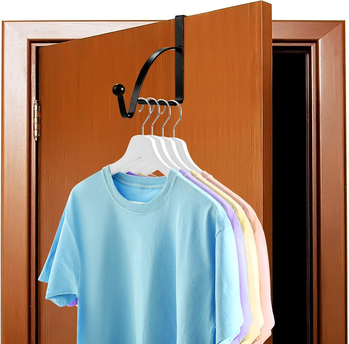 Hotop 2 Pcs Metal Over The Door Hooks, Clothes Hanger, Black
