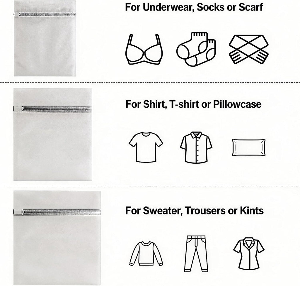 8 Packs Mesh Laundry Bags for Delicates 3 Sizes with Non Rust Zipper