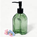 YYTSGG Black Pump Glass Soap Dispenser, 12oz, Green Stripe