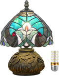 Small Tiffany Mushroom Table Lamp Green Liaison Style W8H11 Inch