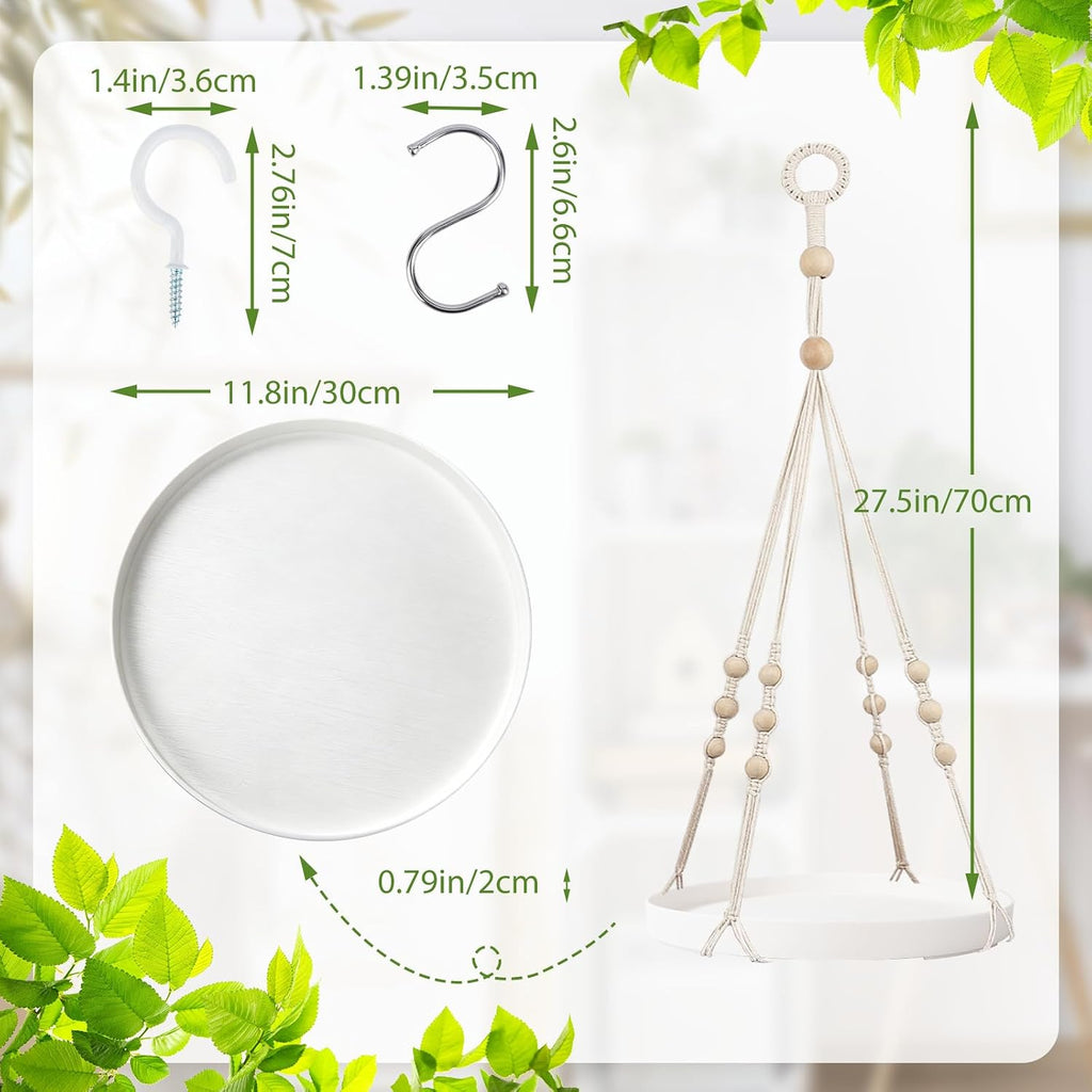 GREANER Macrame Plant Hangers Indoor, 2 Sets Hanging Planter Rack