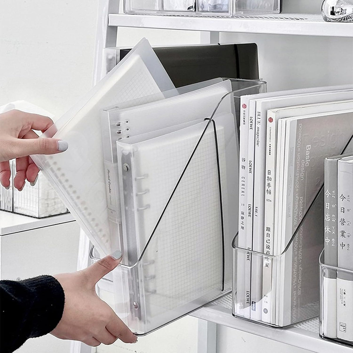 4-Pack Acrylic Vertical Magazine Holder & Book Organizer– Clear Desktop File Storage Rack for Office&Home, Space-Saving Design