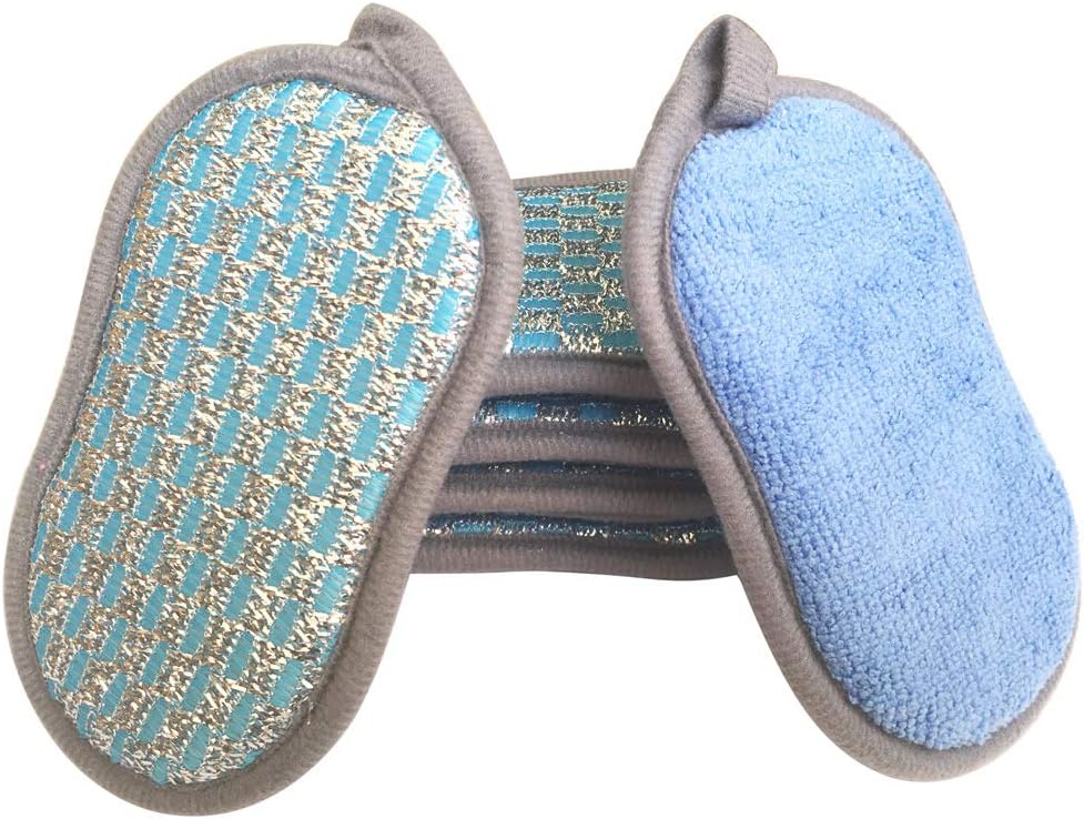 Multi-Purpose Scrub Sponges for Kitchen Scrub-it-Non-Scratch Double-Side Double-Effect Microfiber Sponge Along with Heavy Duty Scouring Power-Effortless Cleaning of Dishes Pots Pans Pack of 6 (Blue)