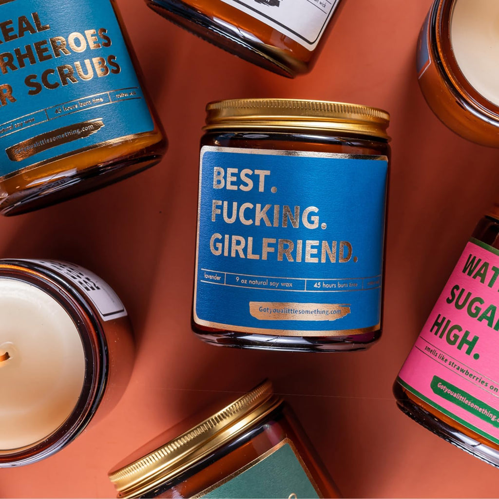 Lavender Vanilla Scented Candle Gift for Girlfriend for Birthday, Date Night, Couples Anniversary - Funny Birthday Gifts for Girlfriend | Romantic Present Idea from Boyfriend for Couples Anniversary