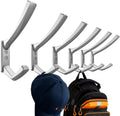 Heavy Duty Wall Hooks, 5 Inch Large Wall Mount Hooks for Hanging Heavy Backpacks, School Bags, Winter Coat, Handbags, Purses in Entryway, Hallway, Garage, Bathroom, Laundry (6, Silver)