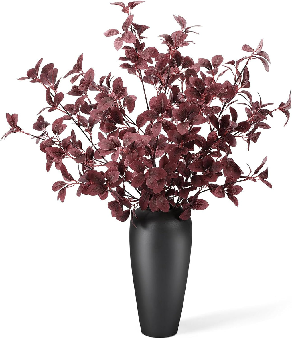 Janinka 5 Pcs Faux Fall Eucalyptus Stems for Vases Farmhouse, Dark Purple