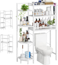 K1 Heavy Duty 7-Tier Over The Toilet Storage（With Basket and Paper Hook）Freestanding Above Toilet Shelf with Adjustable Feet，Space Saver Bathroom Shelves 9.3"D x 33.5"W x 63.8"H，Beige White