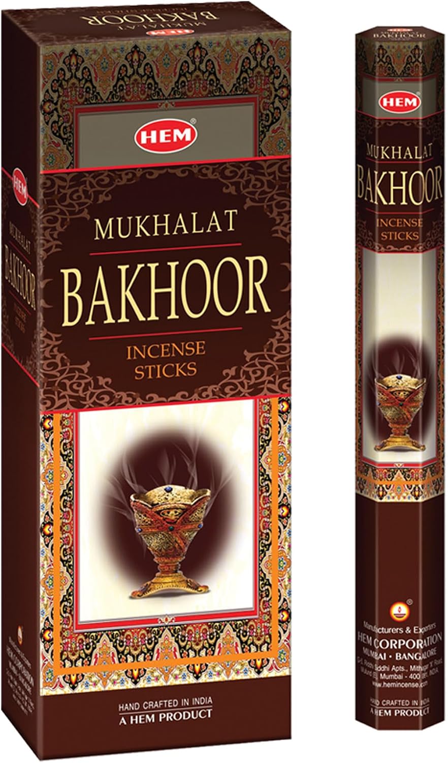 Hem Mukhalat Bakhoor Incense Sticks (120 Sticks, 6 Boxes Inside) - 9 Inches Long, 20g per Box - Perfect for Meditation, Relaxation, Or Simply to Create A Soothing Ambiance.