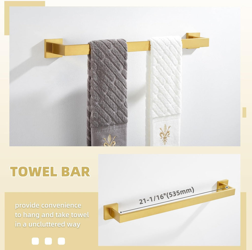 Angle Simple Bathroom Hardware Set, Bath Accessory Kit Brushed Dark Gold