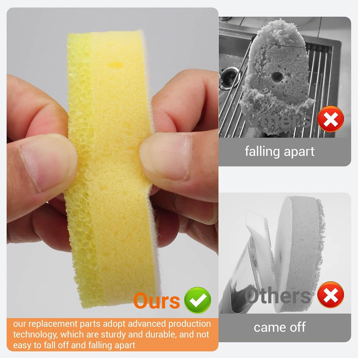 16Packs Dish Wand Sponge Refills for Scrub Daddy Dish Daddy - Replacement Heads for Dish Sponges, Non Scratch Dish Washing Scrubbers, Kitchen Dish Cleaning (Only Refills)