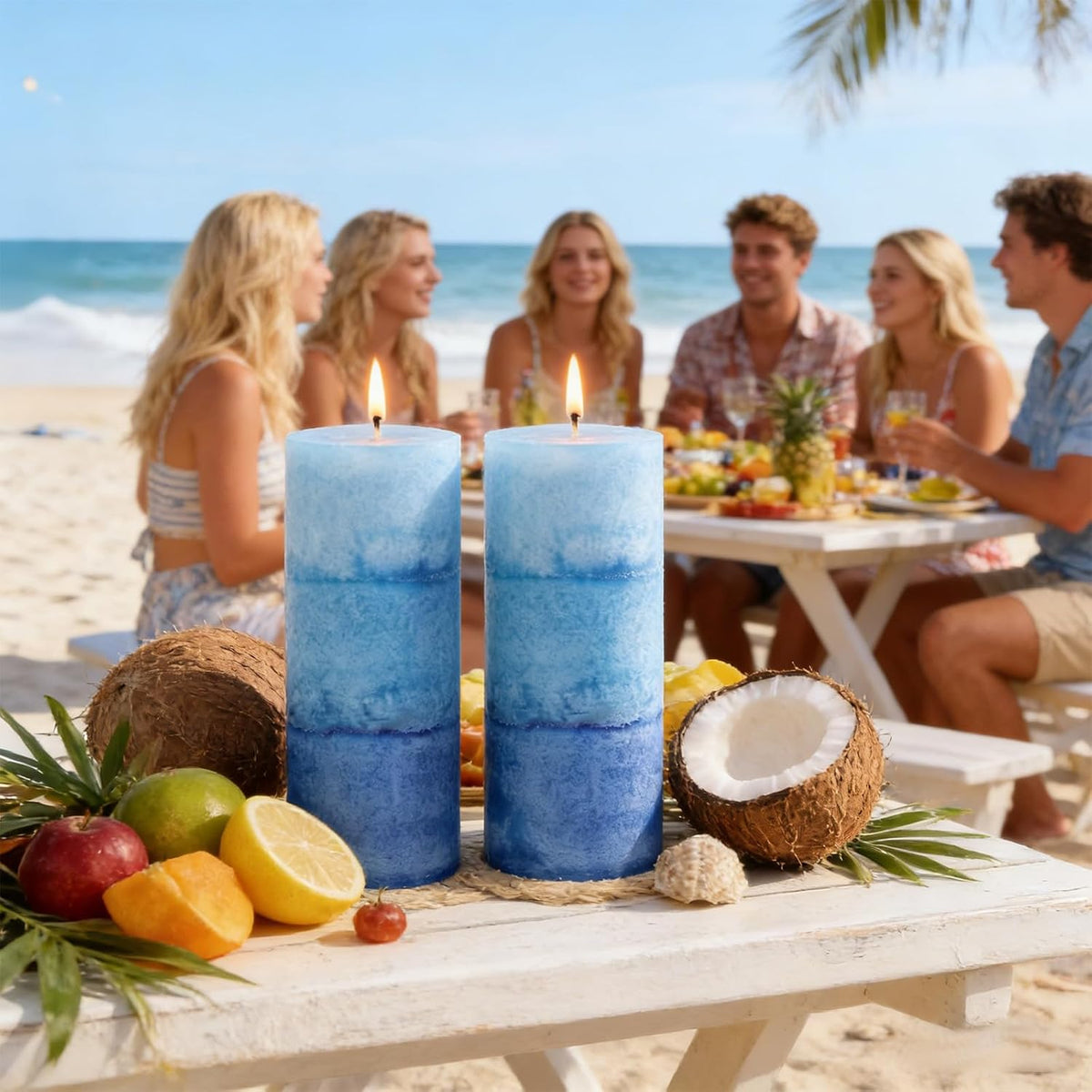 Ocean Scented Pillar Candles,2.8x6 Inch,70 Hour,3 Pack