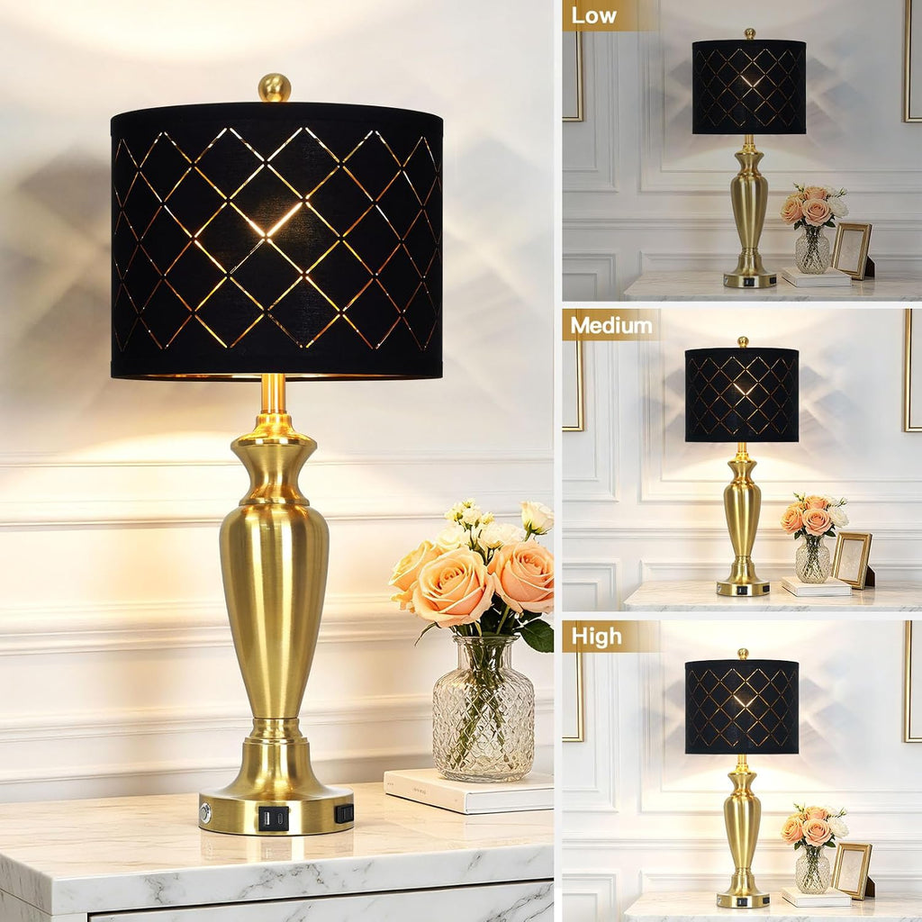 Cinyirong 30" Tall Gold Table Lamps Set of 2 for Living Room & Bedroom