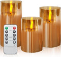 Flameless Glass Candles with Remote, Realistic Wax LED Pillar Candles JL-A3