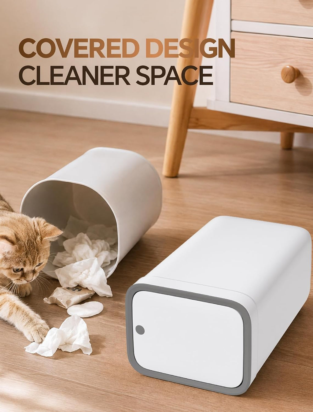 Small Bathroom Trash Can with Lid, Dog Proof, 2.5 Gal