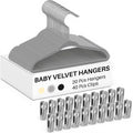 Soaoo 20 Pcs Grey Velvet Kids Hangers with Clips, 11 Inch Non-Slip Slim