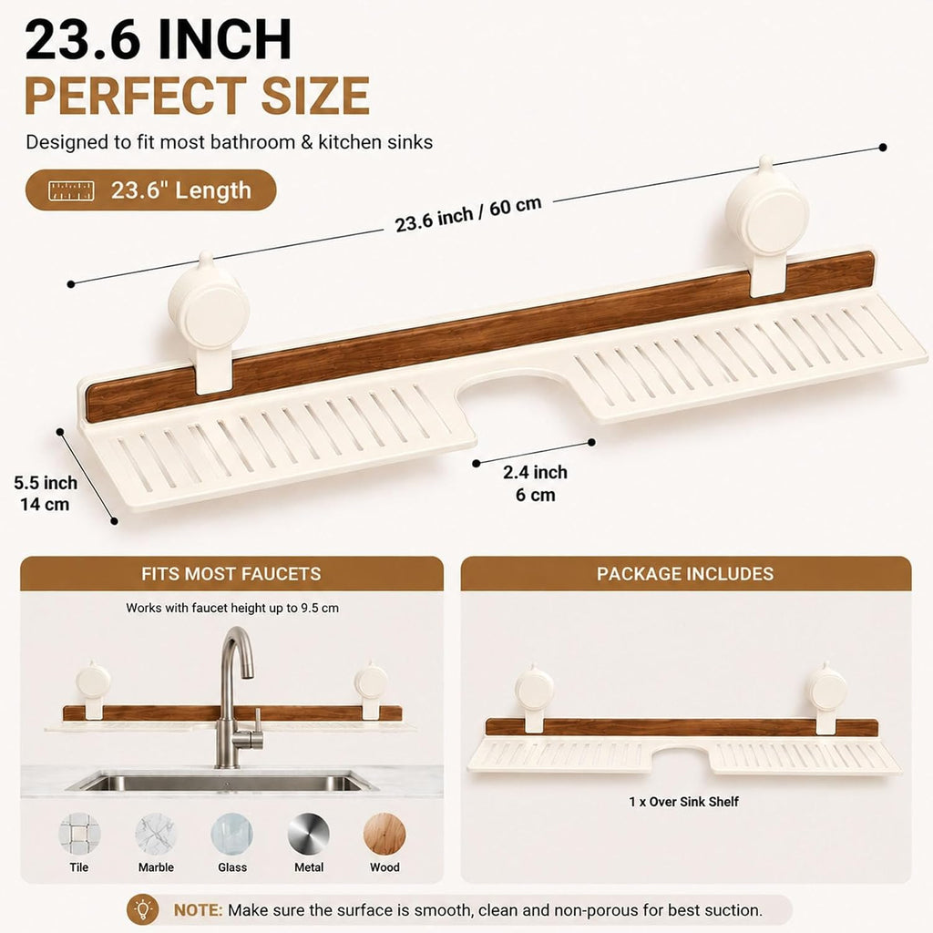 Bathroom Over Sink Shelf, 23.6 Inch No Drill Sink Organizer
