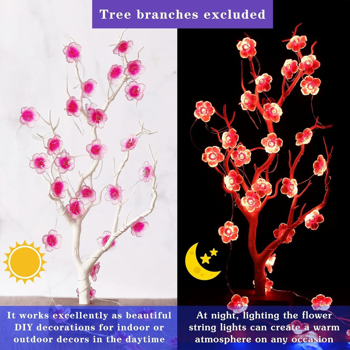 Mudder 1 Pack 16 Colors 13 FT Cherry Blossom Decor Flower String Lights