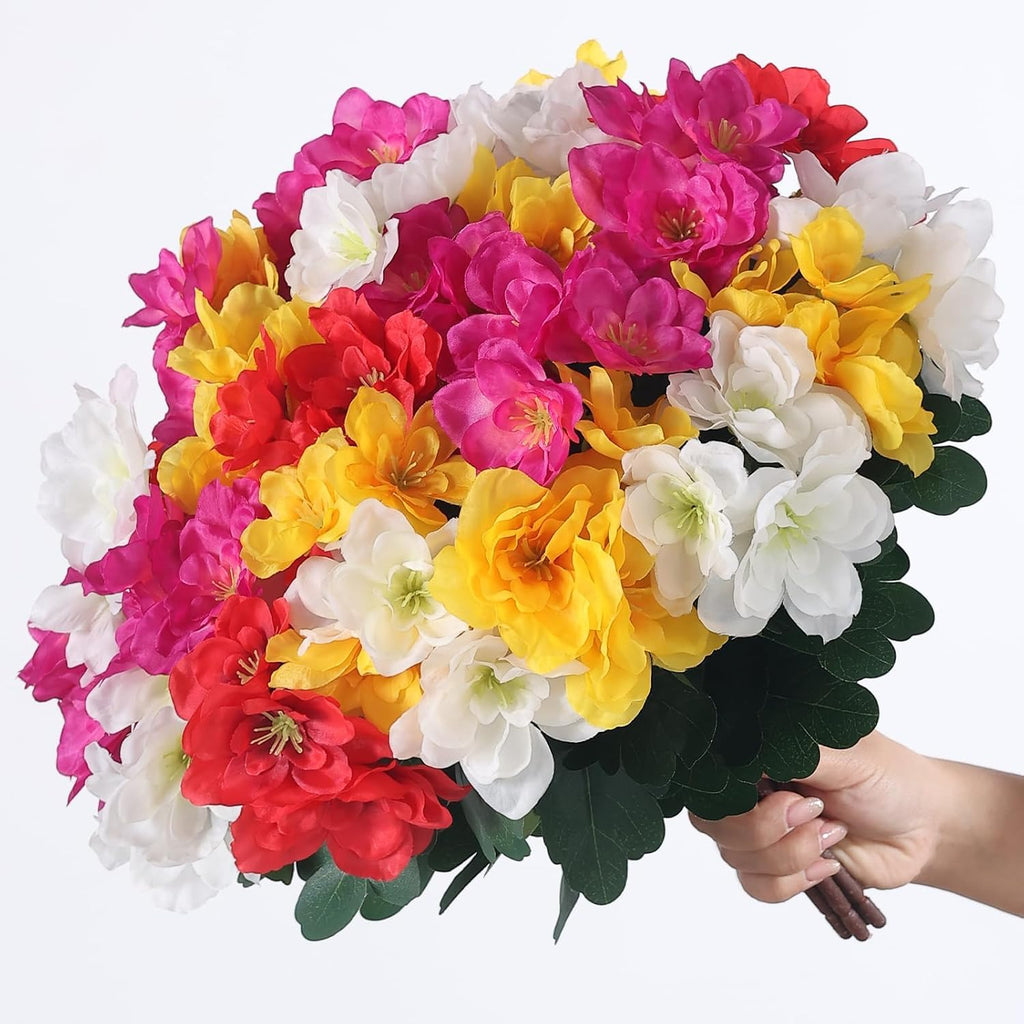 16 Bundles 16" Artificial Azalea Flower Bouquet for Front Door(Mixed Color)