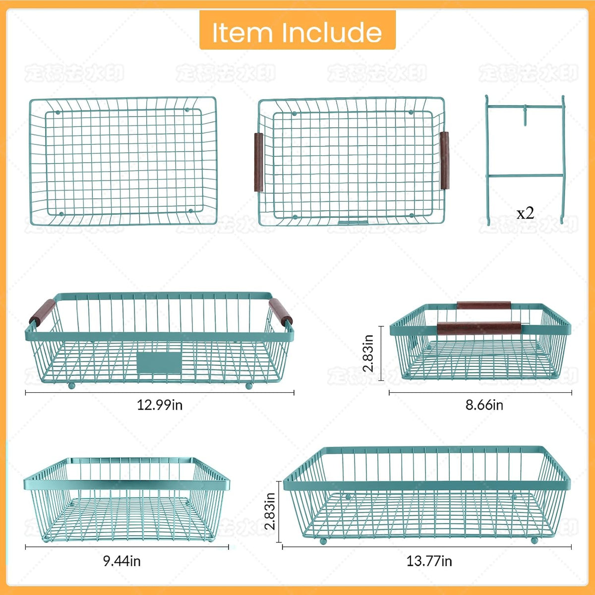 2-Tier Stackable Wire Basket with 2 Banana Hooks, Pantry Organizer for Kitchen Countertops, Cabinets & Under-Sink Spaces; Ideal for Storing Snacks, Fruits, Veggies, Onions, Potatoes, & More,Blue