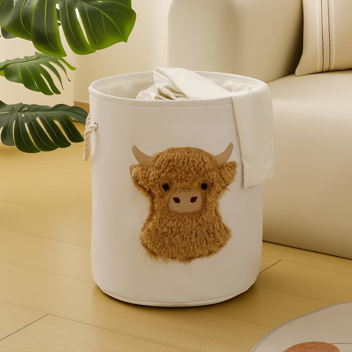 Kids Laundry Basket Baby Hamper for Nursery, 58L Large Dirty Clothes Hampers with Drawstring Closure, Highland Cow Baby Stuff Storage Basket, Stuffed Animal Storage Basket Canvas Toy Laundry Hamper