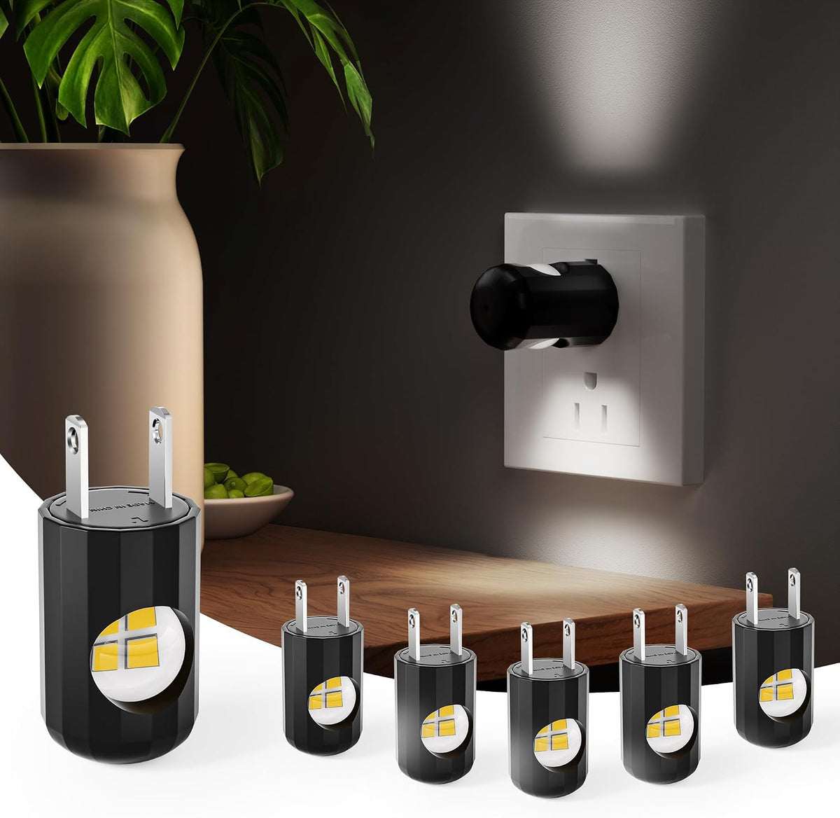 TSEXES 6 Pack LED Night Lights with Dusk to Dawn Sensor,5000K Daylight