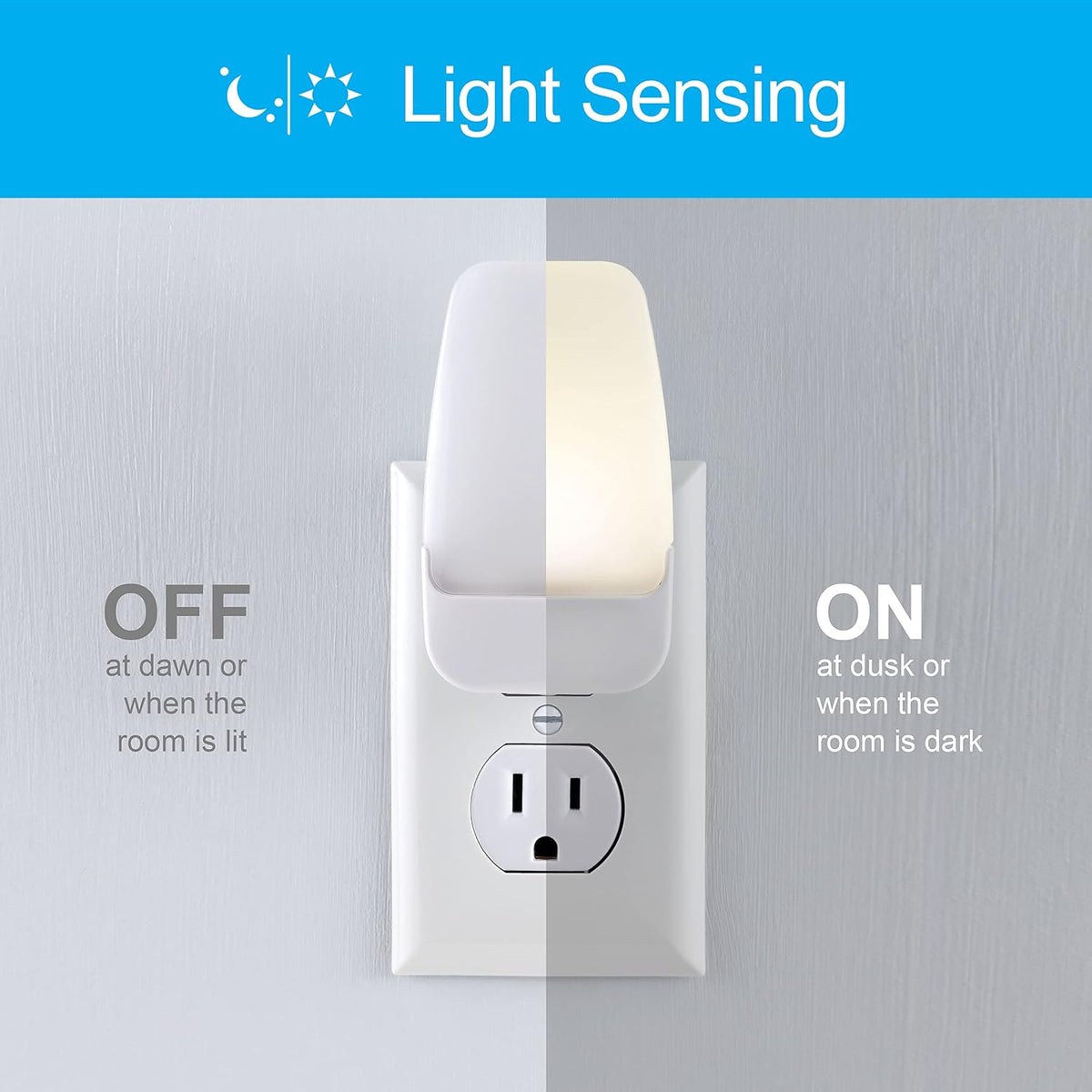 GE Plug in Night Light, Dusk to Dawn Sensor, Warm White 3000K, 2 Pack