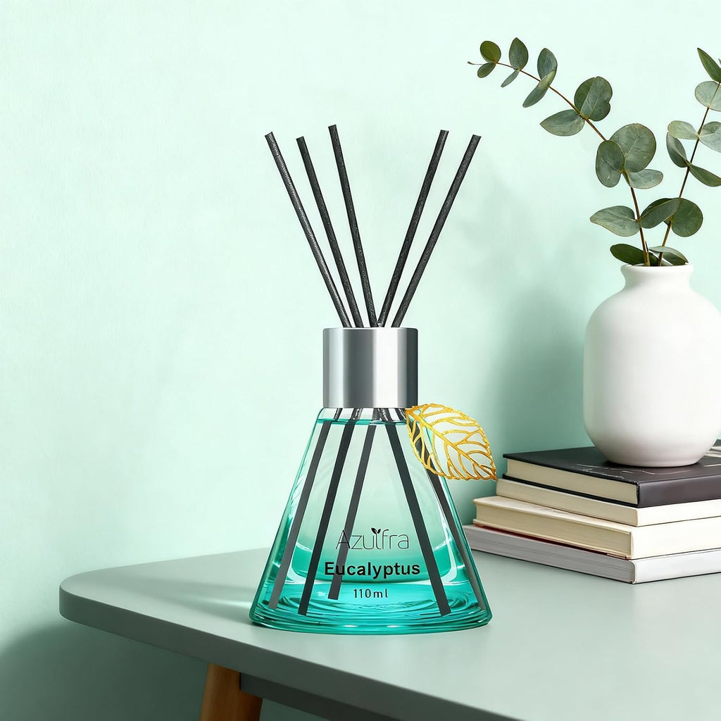 Azulfra Reed Diffuser Set Eucalyptus 3.4 oz, Room Shelf Decor