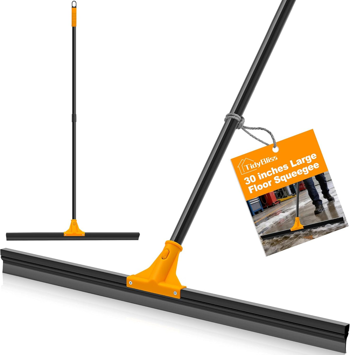 TidyBliss 30” Large Floor Squeegee Broom Heavy Duty with 58.3” Long Handle