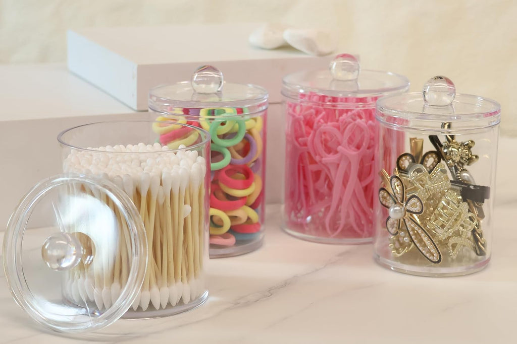 1 Pcs Acrylic Qtip Holder Dispenser,Canisters Apothecary Jar Set,12 oz
